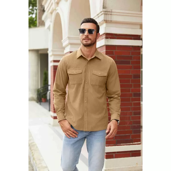 COOFANDY Men's Button Down Waffle Shirt Jacket Casual Long Sleeve Shacket Lightweight Overshirts with Flap Pockets