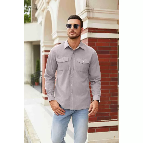 COOFANDY Men's Button Down Waffle Shirt Jacket Casual Long Sleeve Shacket Lightweight Overshirts with Flap Pockets