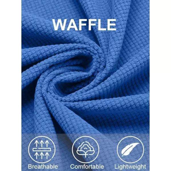 COOFANDY Men's Button Down Waffle Shirt Jacket Casual Long Sleeve Shacket Lightweight Overshirts with Flap Pockets