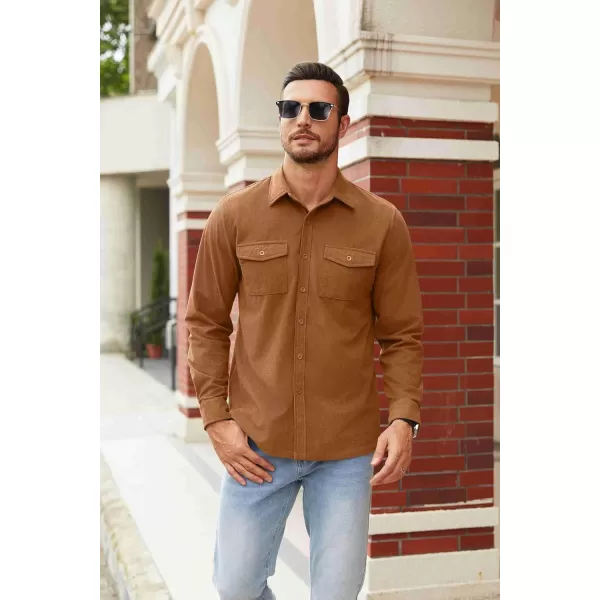COOFANDY Men's Button Down Waffle Shirt Jacket Casual Long Sleeve Shacket Lightweight Overshirts with Flap Pockets
