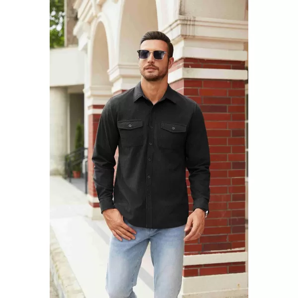 COOFANDY Men's Button Down Waffle Shirt Jacket Casual Long Sleeve Shacket Lightweight Overshirts with Flap Pockets