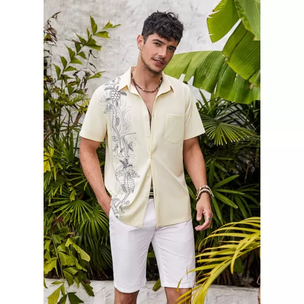 COOFANDY Mens Hawaiian Tropical Shirts Short Sleeve Button Down Summer Beach Shirt with Pocket