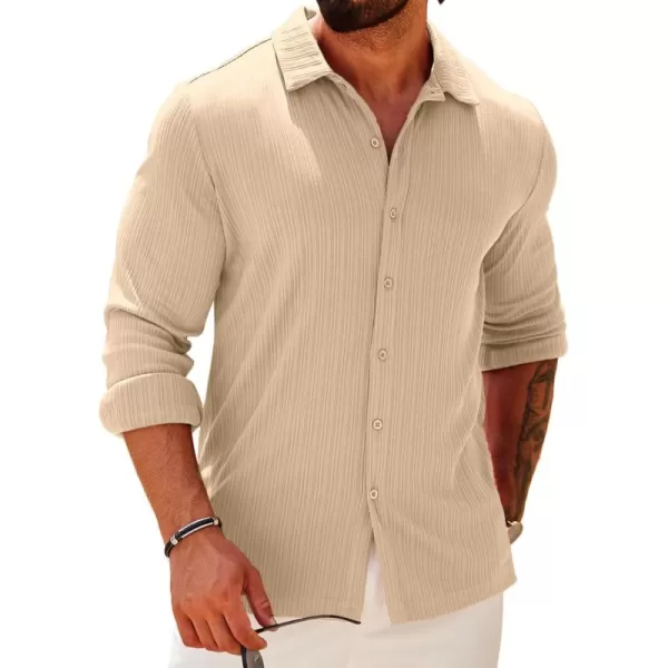 COOFANDY Athletic Fit Dress Shirts for Men Ribbed Knit Textured Button Down Shirts