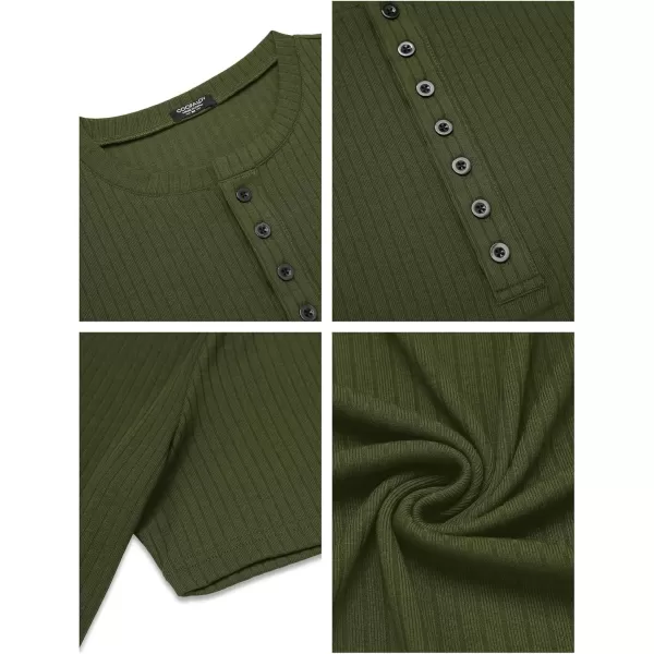 COOFANDY Men's 2 Pack Henley Shirts Short Sleeve Casual Ribbed Knit T Shirts Stretch Muscle Tee Shirts