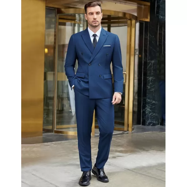 COOFANDY Men's 2 Piece Double Breasted Suits Slim Fit Tuxedo Jacket and Dress Pants Set for Wedding Business Prom