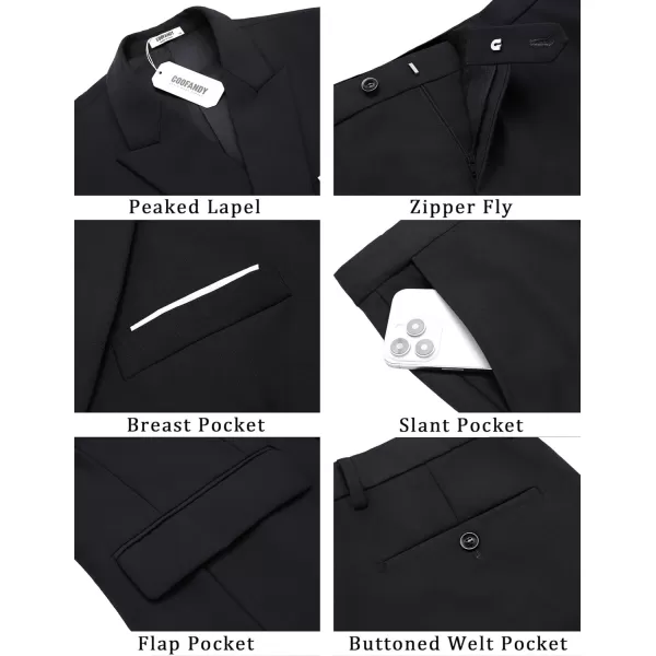 COOFANDY Men's 2 Piece Double Breasted Suits Slim Fit Tuxedo Jacket and Dress Pants Set for Wedding Business Prom