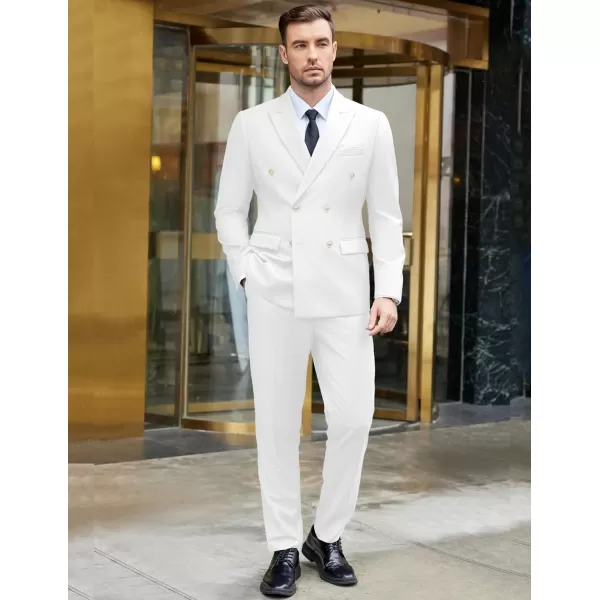 COOFANDY Men's 2 Piece Double Breasted Suits Slim Fit Tuxedo Jacket and Dress Pants Set for Wedding Business Prom