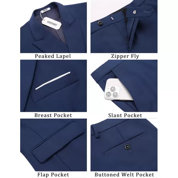COOFANDY Men's 2 Piece Double Breasted Suits Slim Fit Tuxedo Jacket and Dress Pants Set for Wedding Business Prom
