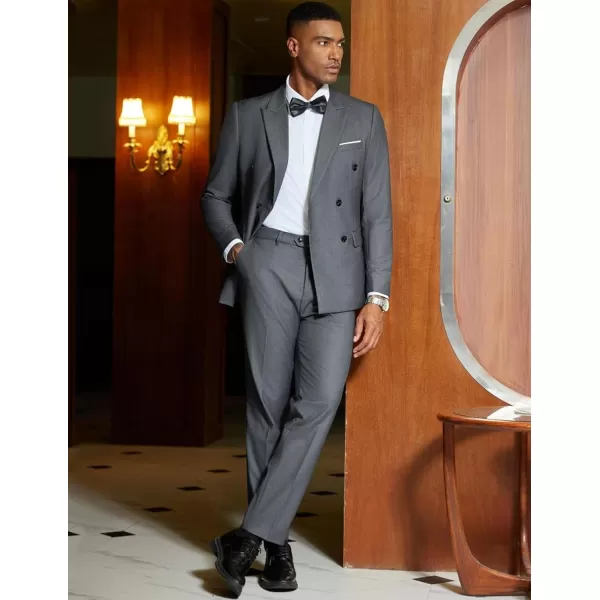 COOFANDY Men's 2 Piece Double Breasted Suits Slim Fit Tuxedo Jacket and Dress Pants Set for Wedding Business Prom