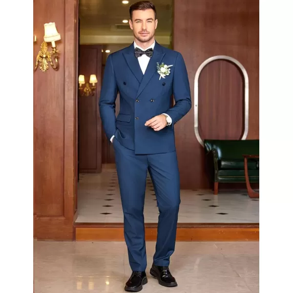 COOFANDY Men's 2 Piece Double Breasted Suits Slim Fit Tuxedo Jacket and Dress Pants Set for Wedding Business Prom