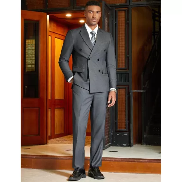 COOFANDY Men's 2 Piece Double Breasted Suits Slim Fit Tuxedo Jacket and Dress Pants Set for Wedding Business Prom