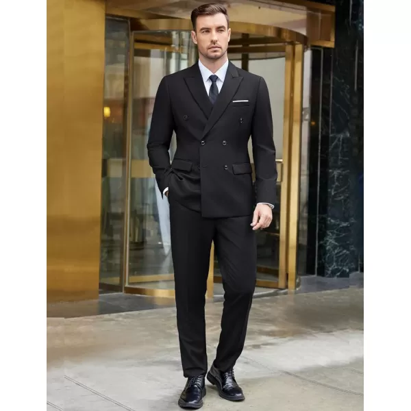 COOFANDY Men's 2 Piece Double Breasted Suits Slim Fit Tuxedo Jacket and Dress Pants Set for Wedding Business Prom