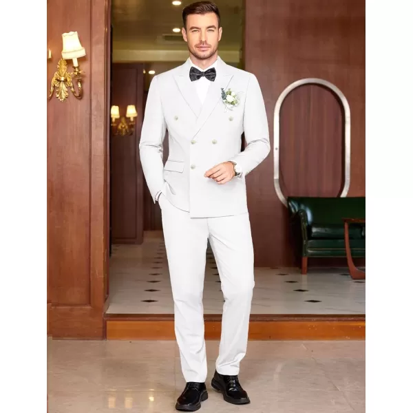COOFANDY Men's 2 Piece Double Breasted Suits Slim Fit Tuxedo Jacket and Dress Pants Set for Wedding Business Prom
