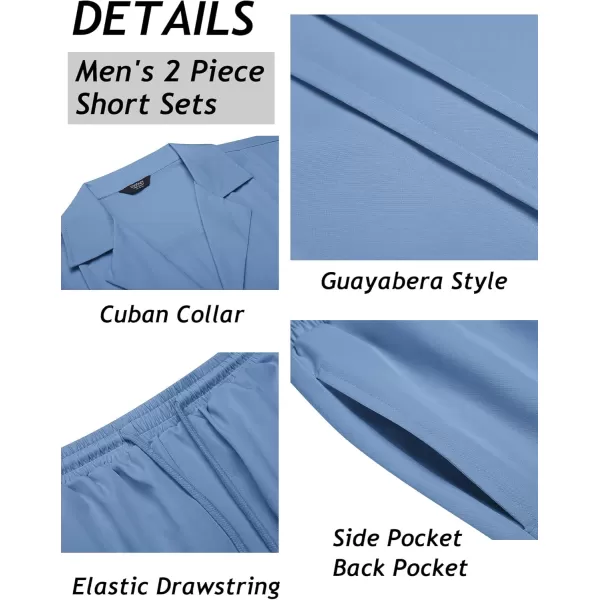 COOFANDY Mens 2 Piece Short Set Guayabera Button Down Shirt Casual Summer Beach Outfits