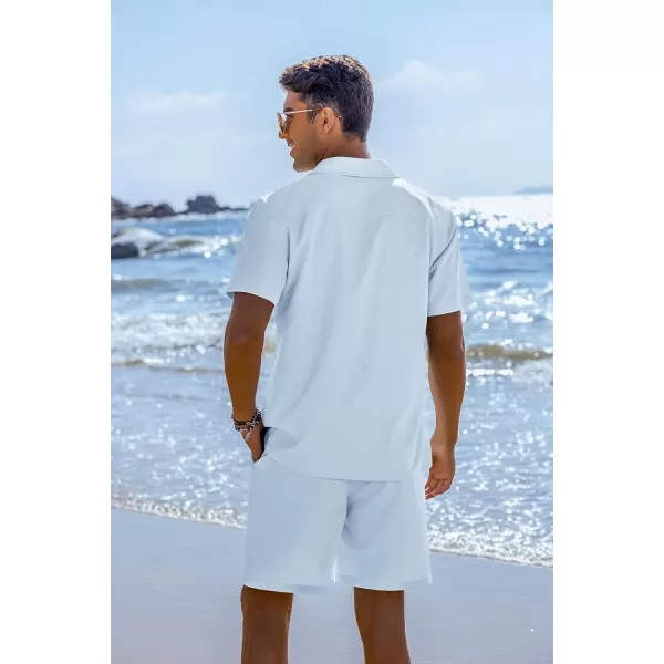 COOFANDY Mens 2 Piece Short Set Guayabera Button Down Shirt Casual Summer Beach Outfits