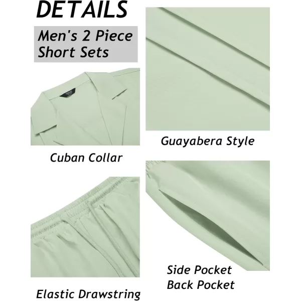 COOFANDY Mens 2 Piece Short Set Guayabera Button Down Shirt Casual Summer Beach Outfits
