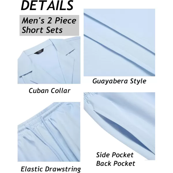 COOFANDY Mens 2 Piece Short Set Guayabera Button Down Shirt Casual Summer Beach Outfits