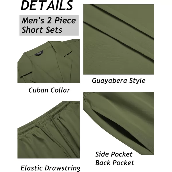 COOFANDY Mens 2 Piece Short Set Guayabera Button Down Shirt Casual Summer Beach Outfits