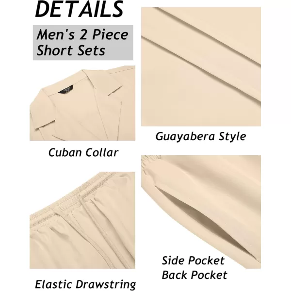 COOFANDY Mens 2 Piece Short Set Guayabera Button Down Shirt Casual Summer Beach Outfits