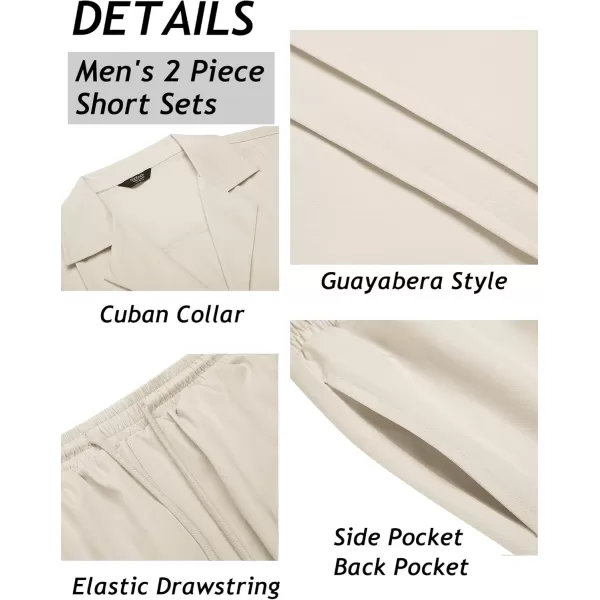 COOFANDY Mens 2 Piece Short Set Guayabera Button Down Shirt Casual Summer Beach Outfits