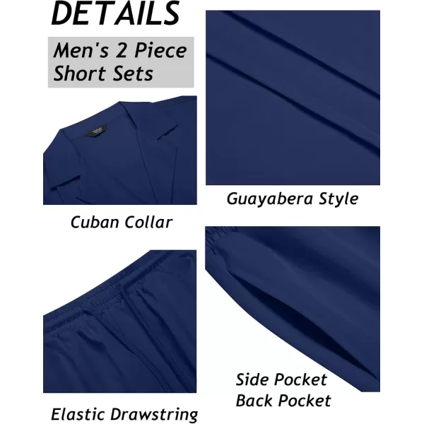 COOFANDY Mens 2 Piece Short Set Guayabera Button Down Shirt Casual Summer Beach Outfits