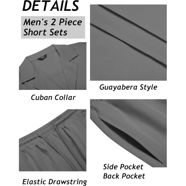COOFANDY Mens 2 Piece Short Set Guayabera Button Down Shirt Casual Summer Beach Outfits