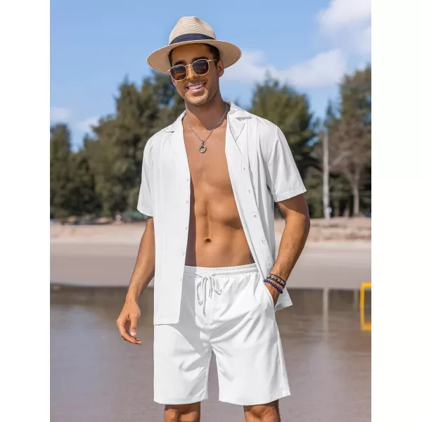 COOFANDY Mens 2 Piece Short Set Guayabera Button Down Shirt Casual Summer Beach Outfits