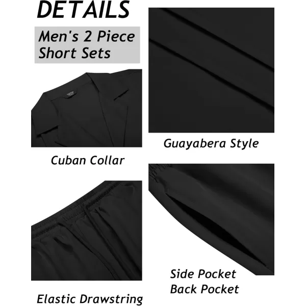 COOFANDY Mens 2 Piece Short Set Guayabera Button Down Shirt Casual Summer Beach Outfits
