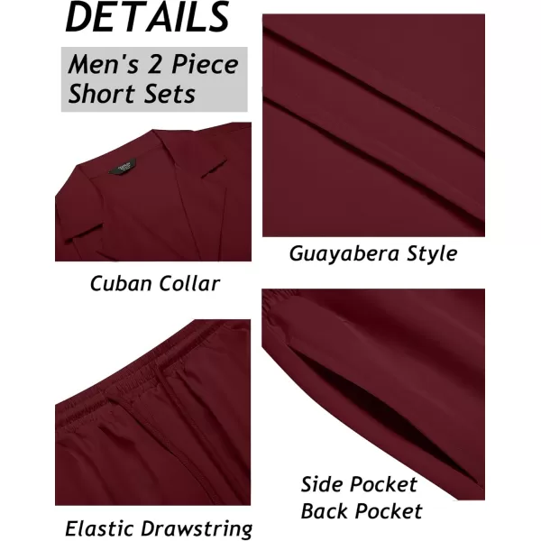 COOFANDY Mens 2 Piece Short Set Guayabera Button Down Shirt Casual Summer Beach Outfits