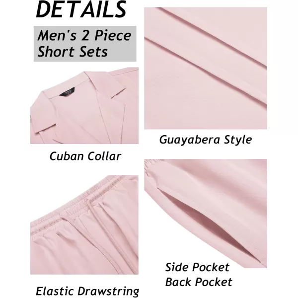 COOFANDY Mens 2 Piece Short Set Guayabera Button Down Shirt Casual Summer Beach Outfits