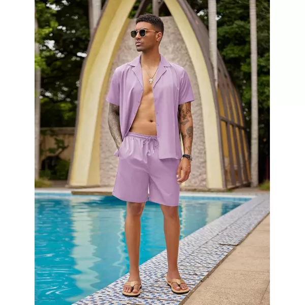 COOFANDY Mens 2 Piece Short Set Guayabera Button Down Shirt Casual Summer Beach Outfits