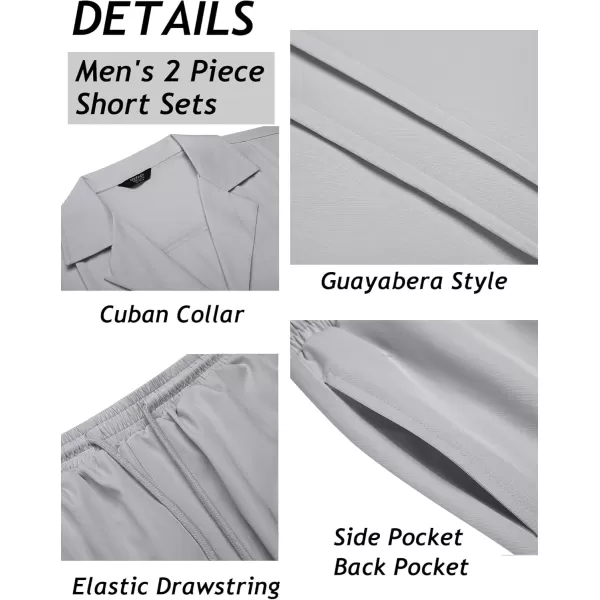 COOFANDY Mens 2 Piece Short Set Guayabera Button Down Shirt Casual Summer Beach Outfits