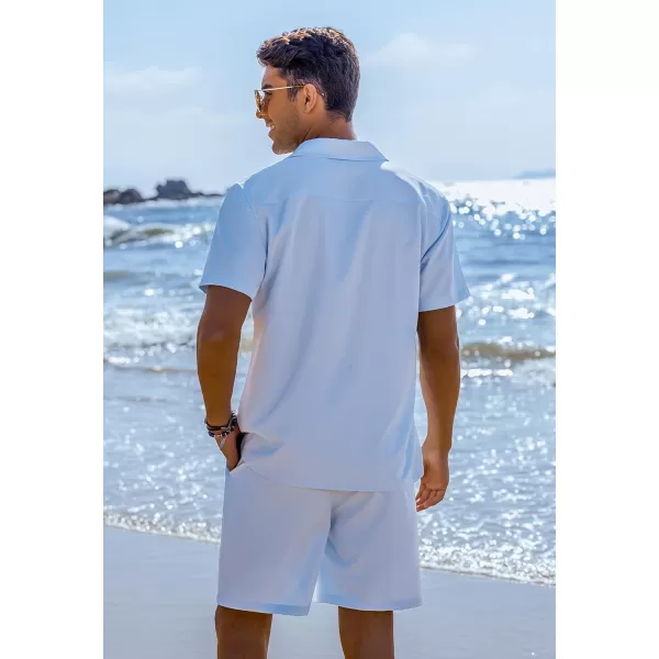 COOFANDY Mens 2 Piece Short Set Guayabera Button Down Shirt Casual Summer Beach Outfits