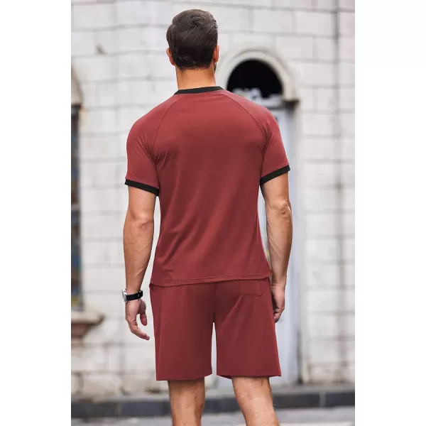 COOFANDY Men's 2 Pieces Outfits Cotton Quarter Zip T Shirt and Shorts Set Casual Athletic Suit Summer Tracksuits