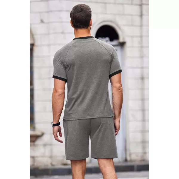 COOFANDY Men's 2 Pieces Outfits Cotton Quarter Zip T Shirt and Shorts Set Casual Athletic Suit Summer Tracksuits