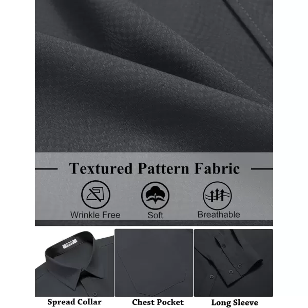 COOFANDY Mens Dress Shirts Long Sleeve Wrinkle Free Shirt Textured Business Casual Button Down Shirt