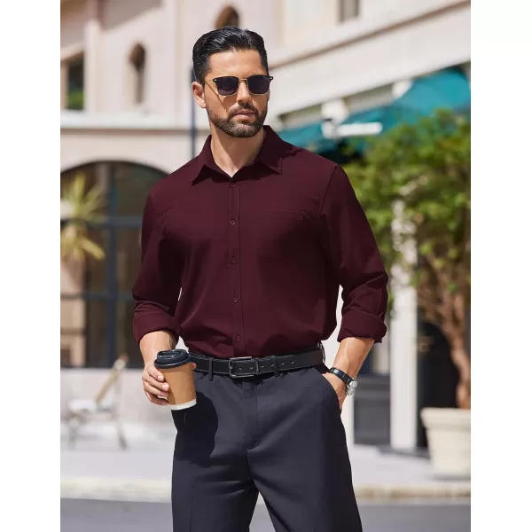 COOFANDY Mens Dress Shirts Long Sleeve Wrinkle Free Shirt Textured Business Casual Button Down Shirt