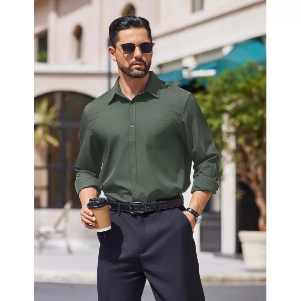 COOFANDY Mens Dress Shirts Long Sleeve Wrinkle Free Shirt Textured Business Casual Button Down Shirt
