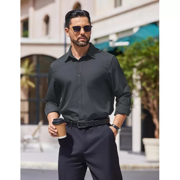 COOFANDY Mens Dress Shirts Long Sleeve Wrinkle Free Shirt Textured Business Casual Button Down Shirt