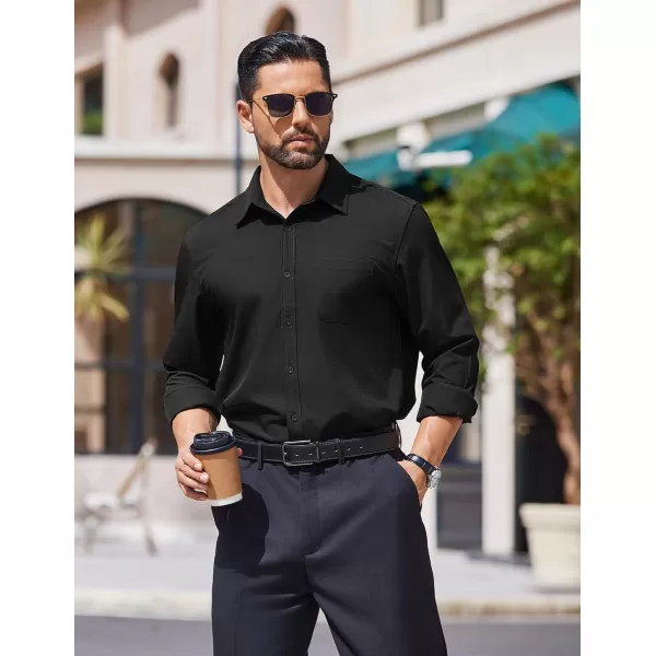 COOFANDY Mens Dress Shirts Long Sleeve Wrinkle Free Shirt Textured Business Casual Button Down Shirt