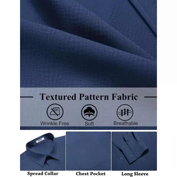 COOFANDY Mens Dress Shirts Long Sleeve Wrinkle Free Shirt Textured Business Casual Button Down Shirt