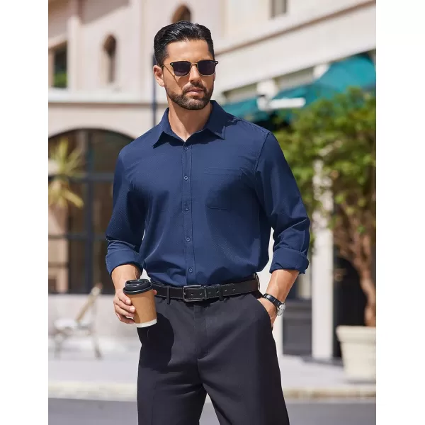 COOFANDY Mens Dress Shirts Long Sleeve Wrinkle Free Shirt Textured Business Casual Button Down Shirt