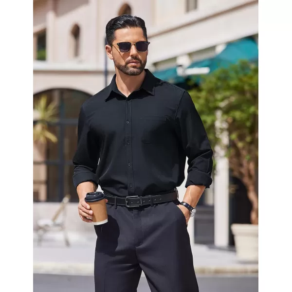 COOFANDY Mens Dress Shirts Long Sleeve Wrinkle Free Shirt Textured Business Casual Button Down Shirt