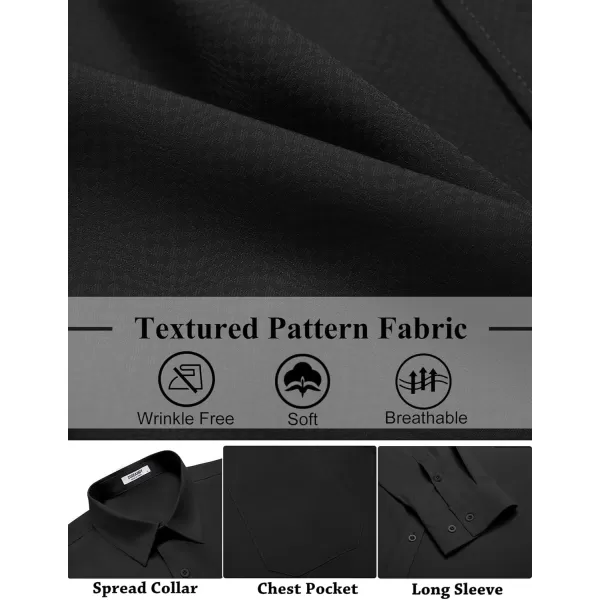 COOFANDY Mens Dress Shirts Long Sleeve Wrinkle Free Shirt Textured Business Casual Button Down Shirt