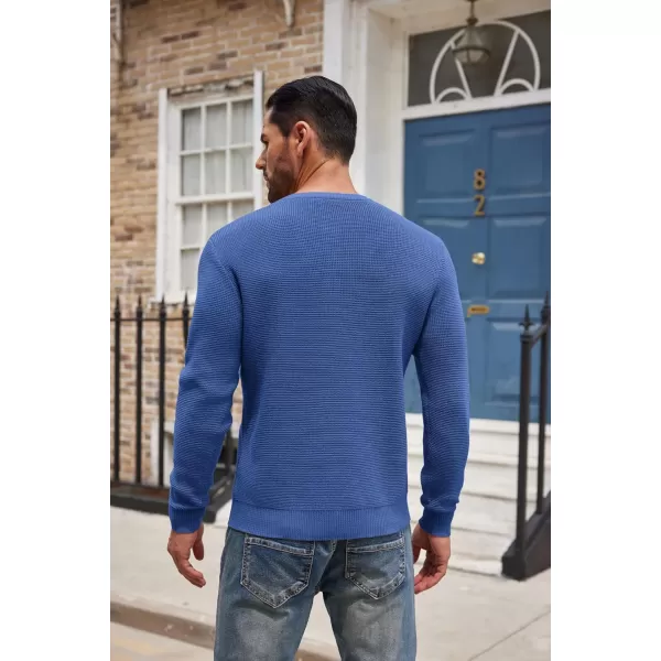 COOFANDY Men's Henley Knit Sweater Long Sleeve Button Pullover Sweater Casual Waffle Texture Fashion Henley Sweater