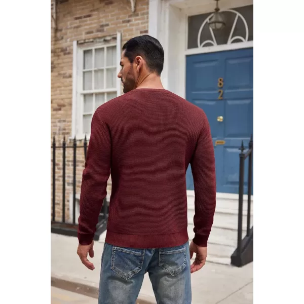 COOFANDY Men's Henley Knit Sweater Long Sleeve Button Pullover Sweater Casual Waffle Texture Fashion Henley Sweater