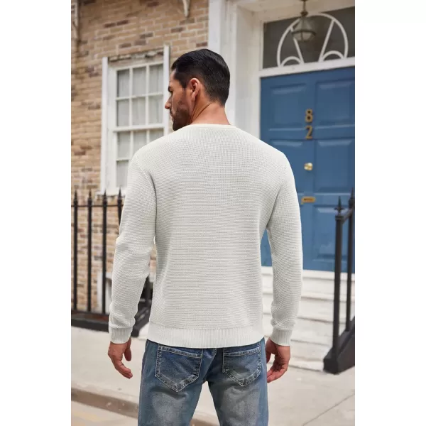 COOFANDY Men's Henley Knit Sweater Long Sleeve Button Pullover Sweater Casual Waffle Texture Fashion Henley Sweater