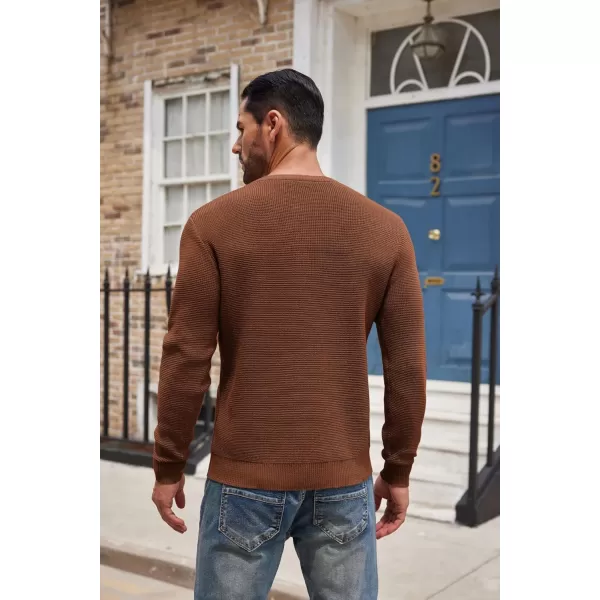 COOFANDY Men's Henley Knit Sweater Long Sleeve Button Pullover Sweater Casual Waffle Texture Fashion Henley Sweater