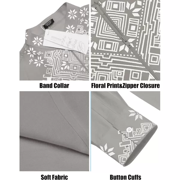 COOFANDY Men's Henley Shirt Vyshyvanka Long Sleeve African Print Shirts Casual Zip Up Cotton Linen Beach Hippie Shirt