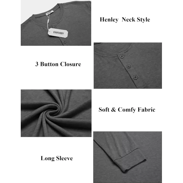 COOFANDY Men's Henley Shirts Long Sleeve Button T-Shirt Lightweight Fashion Casual Pullover Shirt